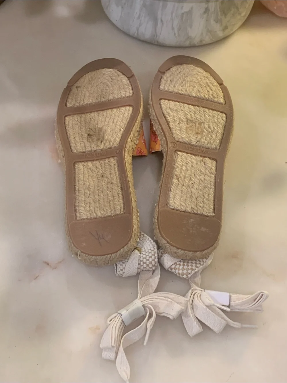 🆕J. CREW Printed Lace-Up d’Orsay Espadrille Sandals in Orange Block Size 10